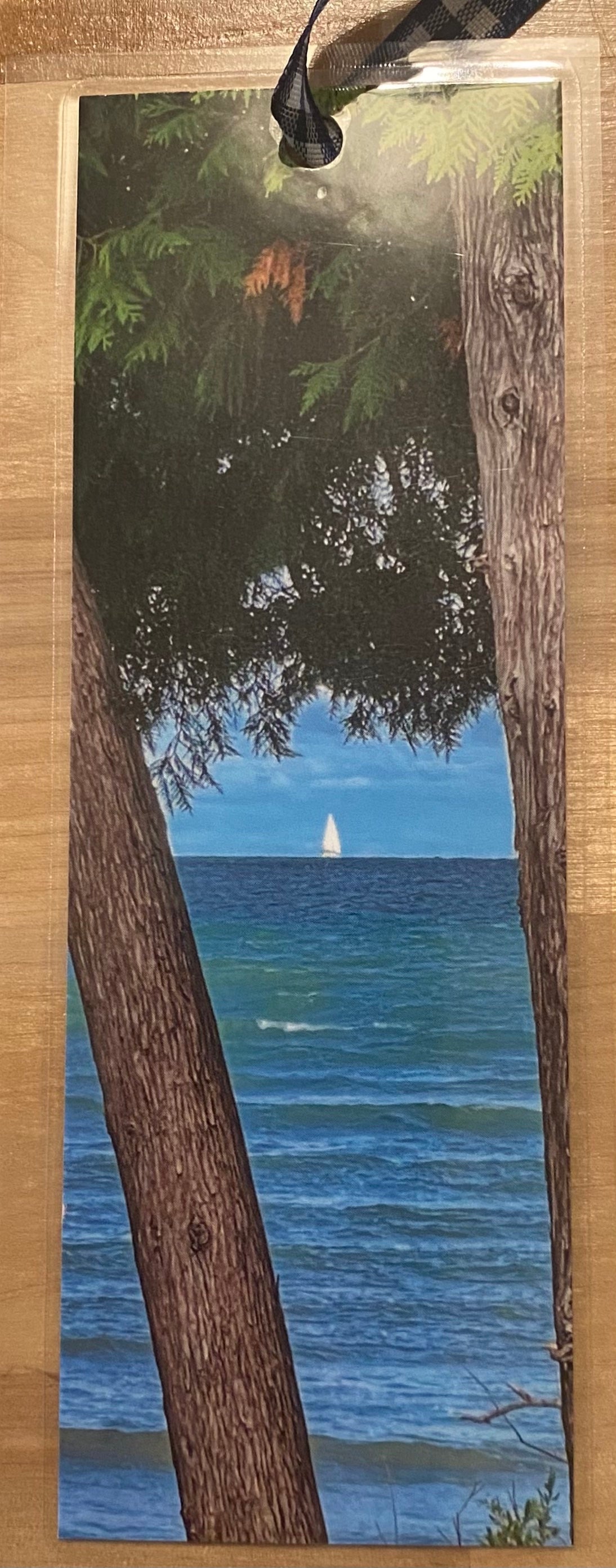 Sailboat on Lake Huron / Sunrise Greeted by White Flowers Bookmark