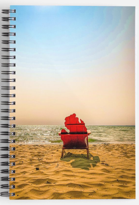 Red Michigan Chair On Beach Notebook