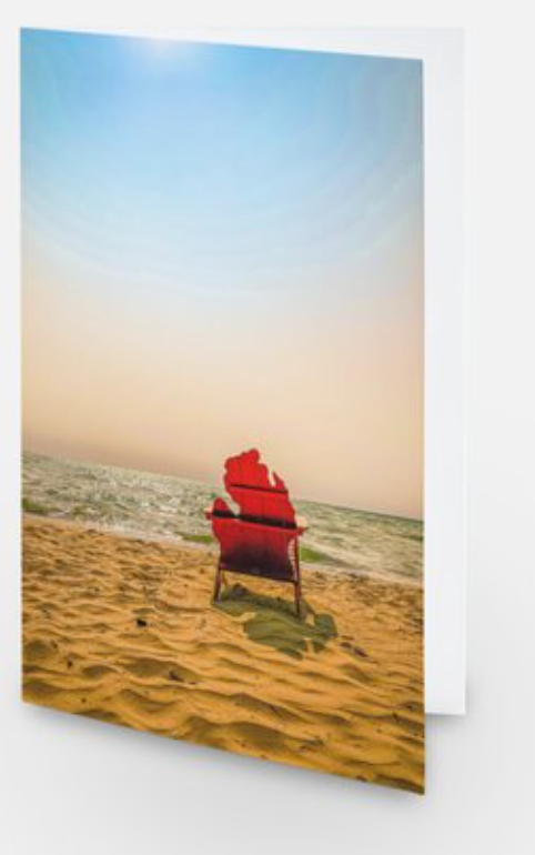 Red Michigan Chair On Beach Notecard