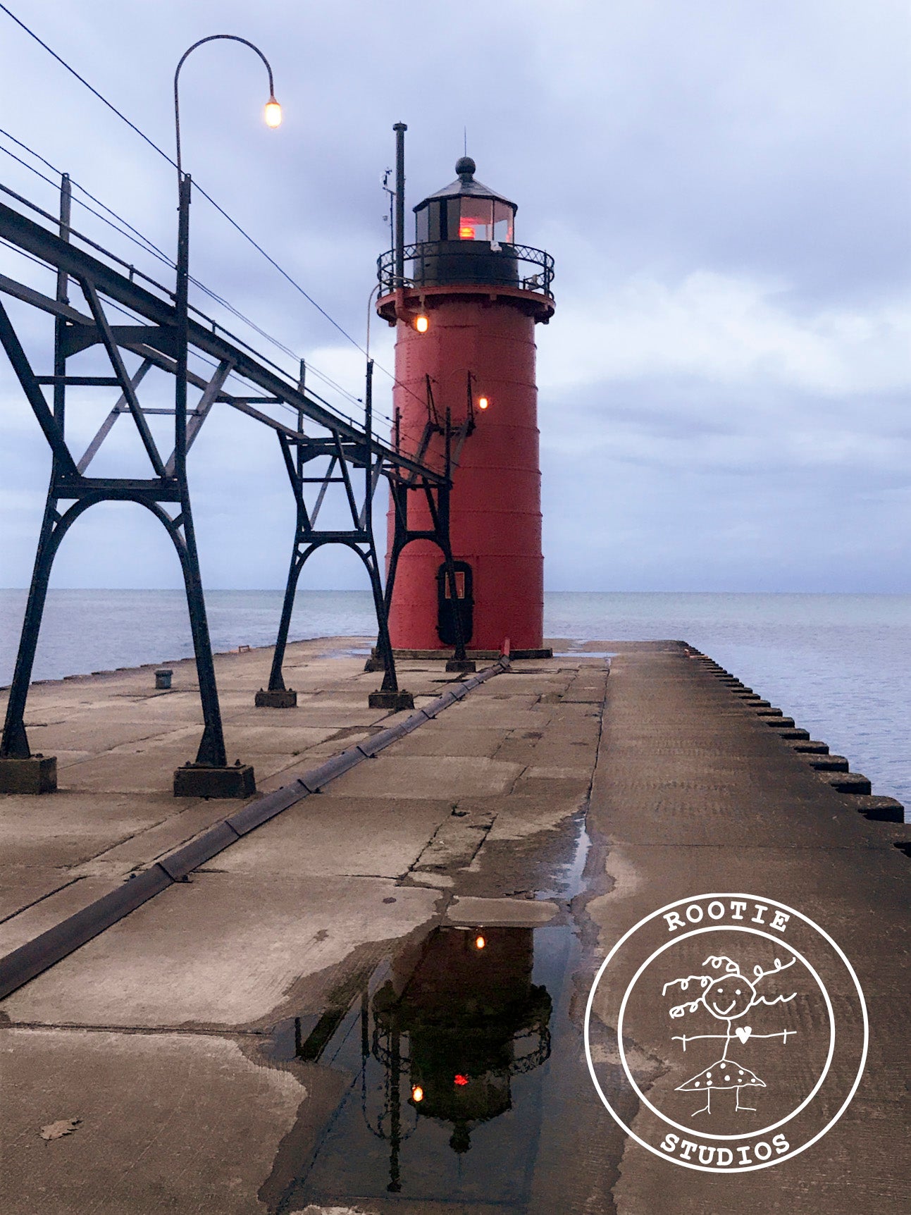 Lighthouse In Reflection BW on Note Cards Note Cards